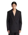 The Row Black Double-breasted Wool Jacket In Black Nero   #000000