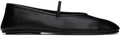 THE ROW BLACK ELASTIC BALLERINA FLATS