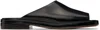The Row Emi Leather Flat Mule Sandals In Blk Black