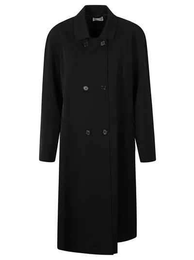The Row Black Emma Double-breasted Cape Coat