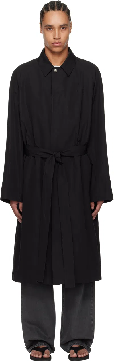 The Row Black Eugene Coat In Blk Black