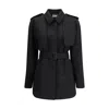 The Row Black Fleece Wool Trench Coat In Black