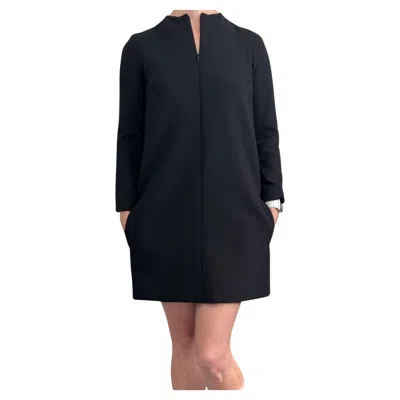 Pre-owned The Row Black Heavy Crepe Retro Zip Front Mod Mini Dress Black Us 0 Authentic