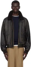 The Row Black Herzog Leather Jacket In Blk Black