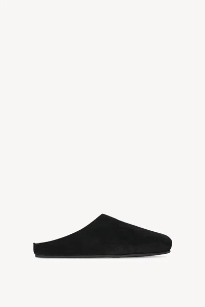 The Row Black Hugo Slippers In Blk Black