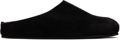 The Row Black Hugo Slippers In Blk Black