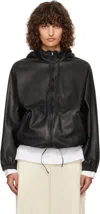 The Row Jilly Oversized Leather Bomber Jacket In Blk Black