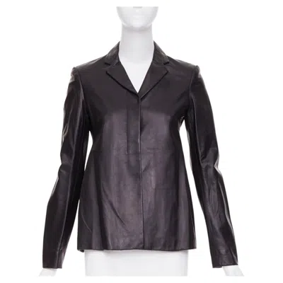 Pre-owned The Row Black Lambskin Concealed Snap Minimalist Black Jacket Blazer Us2 S