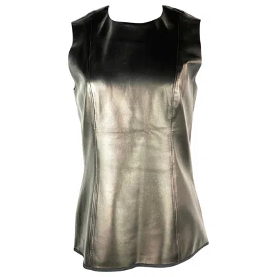 Pre-owned The Row Black Lambskin Leather Sleeveless Top Size 8