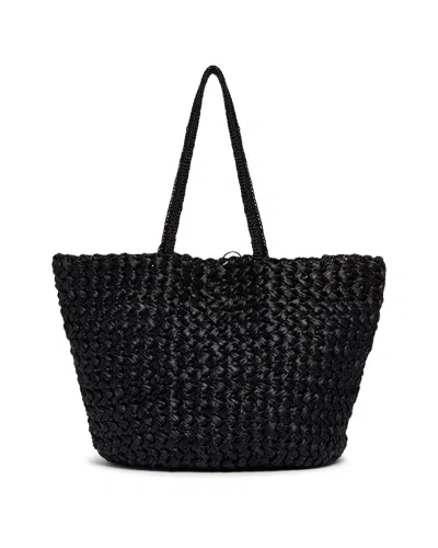 The Row Large Estrelle Raffia Shoulder Bag In Black