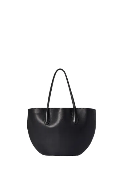 The Row Black Leather Alger Shopping Bag