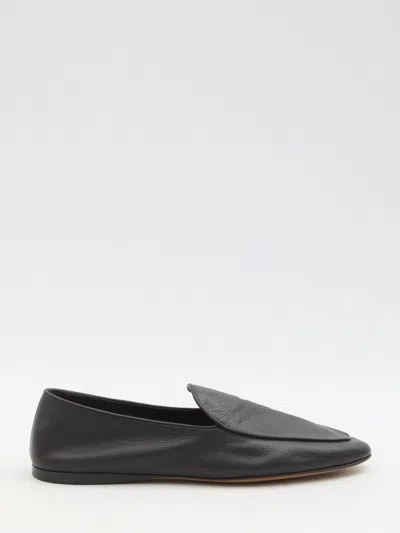 The Row Black Leather Awar Loafers