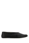 The Row Black Leather Ballet Flats In Black