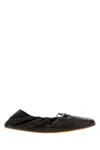 The Row Charcoal Leather Awar Ballerinas In Black