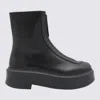 The Row Black Leather Boots In Black