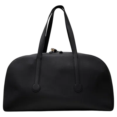 Pre-owned The Row Black Leather Bowling Bag With Silver Hardware & Charm