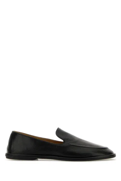 The Row Black Leather Canal Loafers