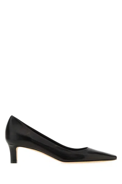 THE ROW BLACK LEATHER CARLA 45 PUMPS