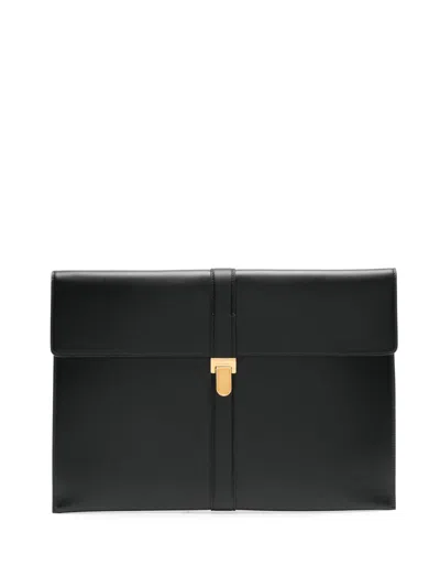 THE ROW BLACK LEATHER CLUTCH BAG