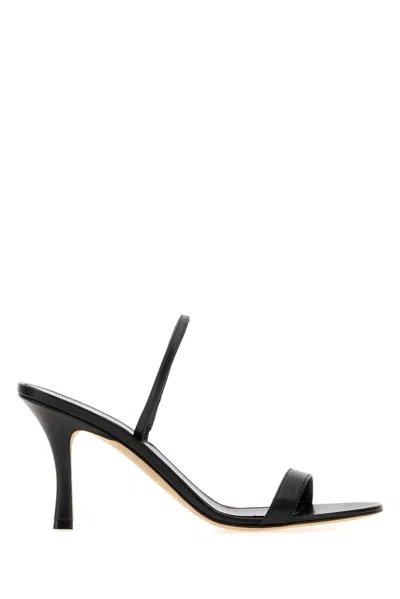 The Row Black Leather Ella Sandals