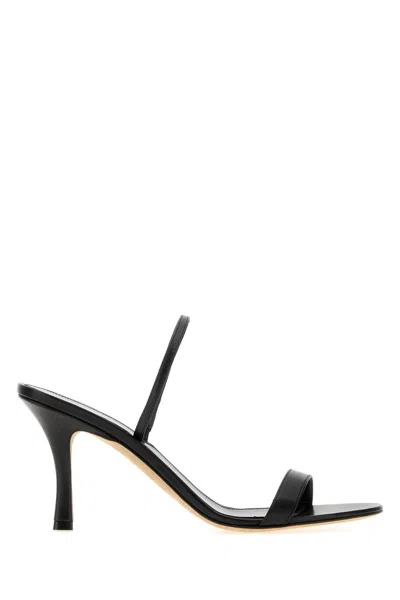 THE ROW THE ROW BLACK LEATHER ELLA SANDALS