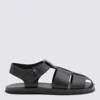 THE ROW THE ROW BLACK LEATHER FISHERMAN SANDALS