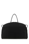 The Row Black Leather George Travel Bag In Blackans