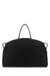 THE ROW BLACK LEATHER GEORGE TRAVEL BAG