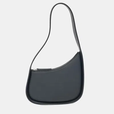 Pre-owned The Row Black Leather Half Moon Shoulder Bag