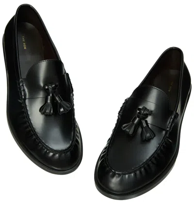 The Row Black Leather Loafers