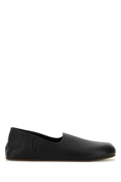 The Row Slip-on Hugh In Pelle Nera Uomo In Black