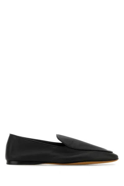The Row Black Leather Loafers