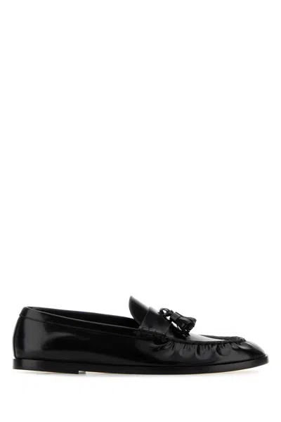 THE ROW BLACK LEATHER LOAFERS