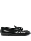 The Row Flat Sole Leather Loafers Featuring Tassel Detail In Black