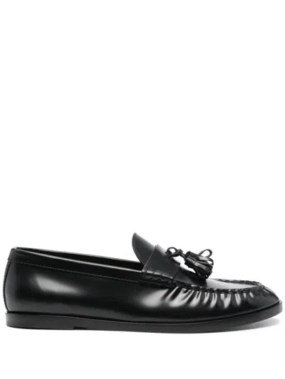 THE ROW BLACK LEATHER LOAFERS