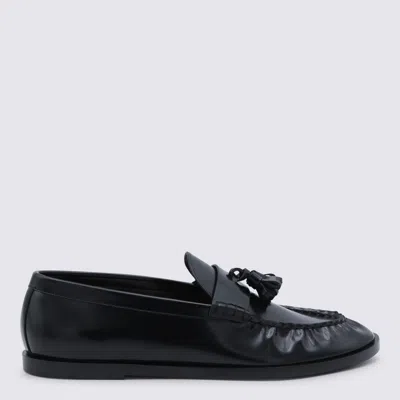 The Row Black Leather Loafers