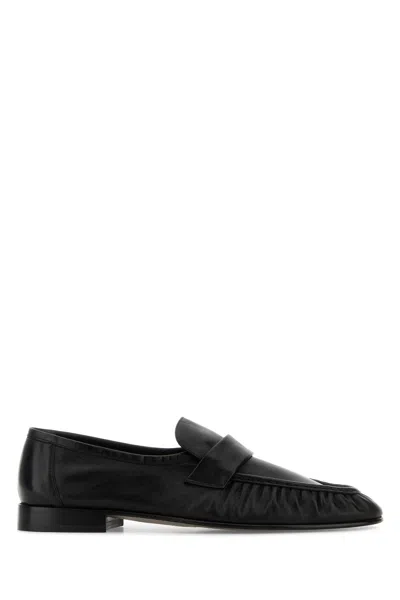 The Row Black Leather Loafers