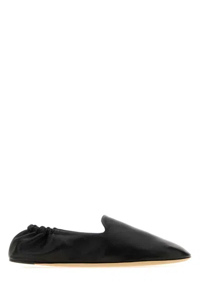 The Row Casa Lamb Nappa Loafers With Elasticated Heel In Black