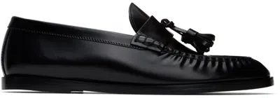 The Row Black Leather Loafers In Blk Black