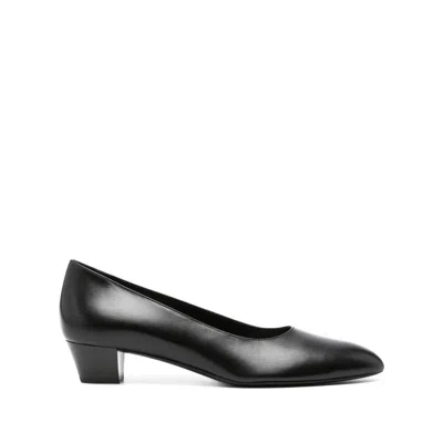 The Row Luisa Leather Block-heel Pumps In Black