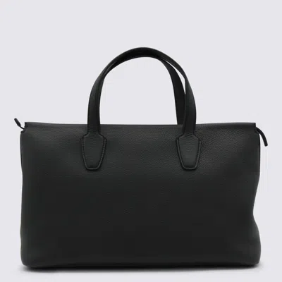 The Row Black Leather Marcel Top Handle Bag