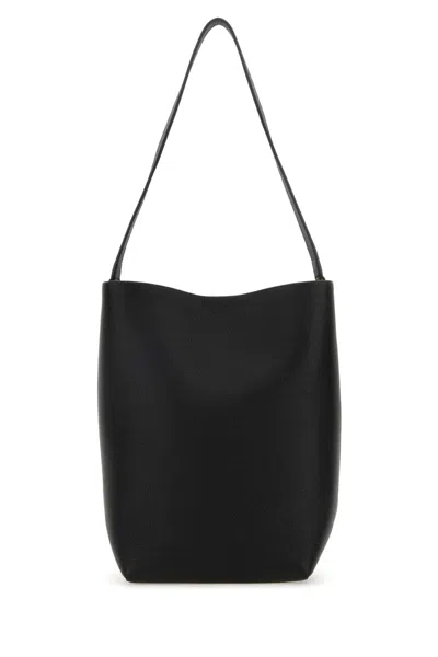 The Row Black Leather Medium Ns Tote Hook Shopping Bag