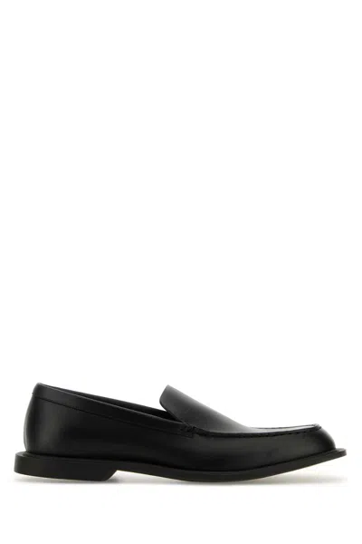 The Row Black Leather Nic Loafers