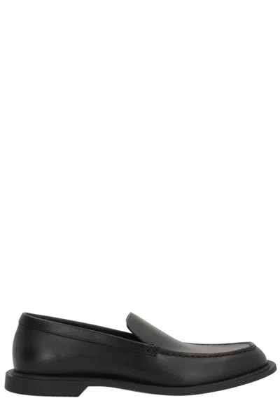 The Row Black Leather Nic Loafers