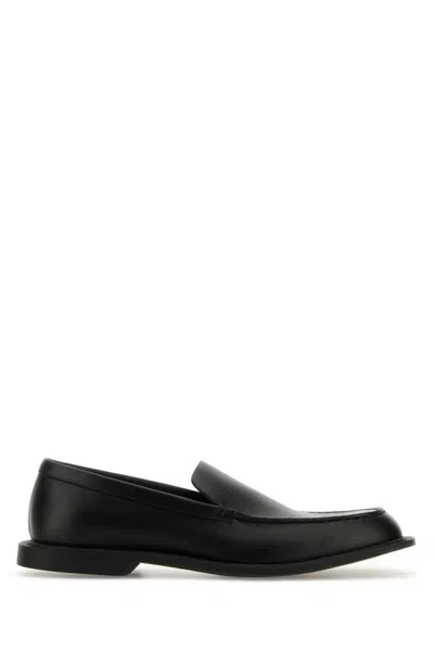 The Row Black Leather Nic Loafers