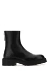 The Row Black Leather Nobilis Ankle Boots In Black
