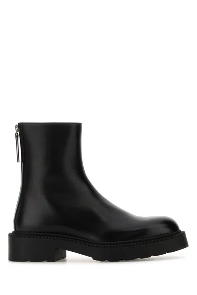 The Row Black Leather Nobilis Ankle Boots