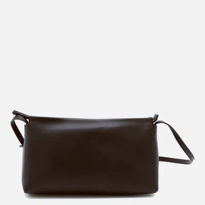 The Row Black Leather Rene Crossbody Bag In Brown