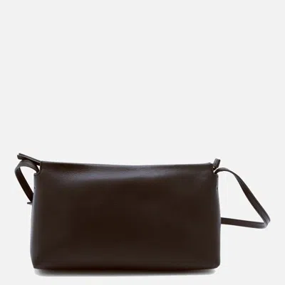 The Row Black Leather Rene Crossbody Bag In Brown