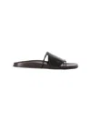 The Row Vivienne Leather Slippers Open Toe Flat Sole In Black